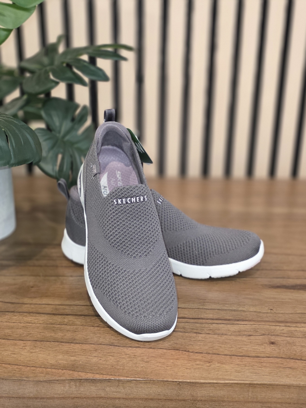 Skechers Women's Grey Slip-On Knit Sneakers
